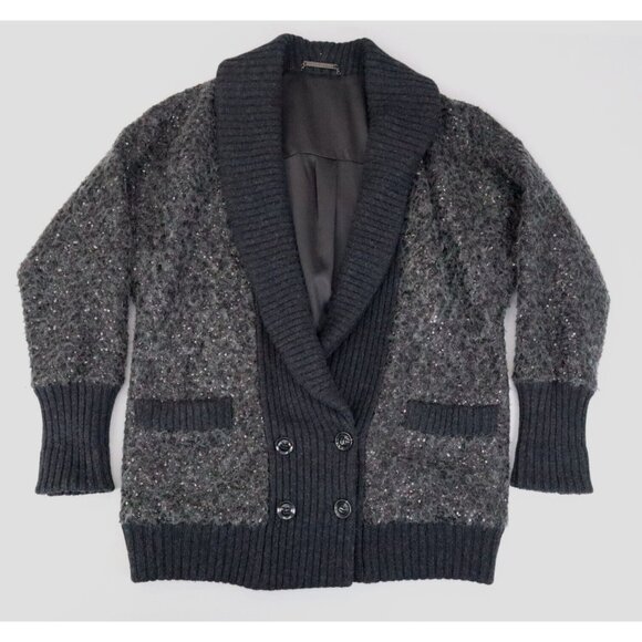 Diane Von Furstenberg Zayde Sweater Sequin Coat Oversized Wool Mohair Cardigan - Picture 1 of 15
